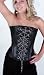 Apparel : Gothic Black Leather Steel Boned Overbust Corset Front Chain Lace up Corset Waister Trainer