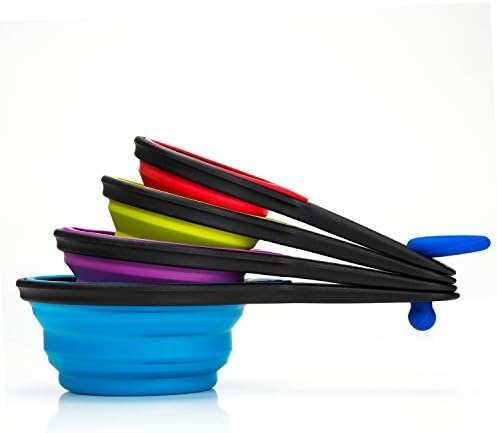 QooWare 4 Piece Collapsible Silicone Measuring Cup Set- For Dry & Liquid Cooking Baking Ingredients
