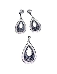 Sterling Silver Micro Pave Cubic Zirconia Earrings and Pendant Set