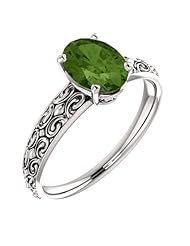 Platinum 8.00x6.00mm Oval Cut Green Tourmaline Ring -- LIFETIME WARRANTY