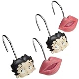Popular Bath Betty Boop Pink Shower Hooks, Set of 12