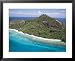 Aerial, Ile Therese, Northwest Coast, Island of Mahe, Seychelles, Indian Ocean, Africa Scenic Framed Art Poster Print by Bruno Barbier, 31x25