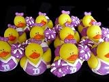 One Dozen (12) Purple & White Rubber Ducky CHEERLEADING Cheer Cheerleader Party Favors