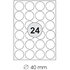 Runde Etiketten Durchmesser: � 40 mm 2400 St�ck (100 A4 Bl�tter) - �40 wei�e Universal Kreis Etikett selbstklebend