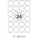 Runde Etiketten Durchmesser: � 40 mm 2400 St�ck (100 A4 Bl�tter) - �40 wei�e Universal Kreis Etikett selbstklebend