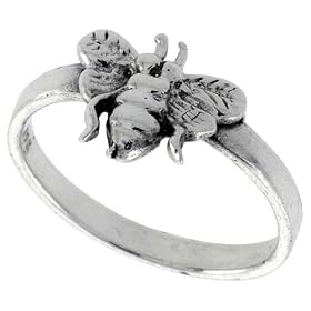 Sterling Silver Polished Bee Ring