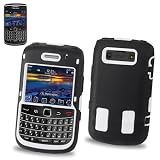 New Fashionable Perfect Fit Gummy Protector Skin Cover (Faceplate/Snap On) Cell Phone Case for RIM Blackberry Bold 9700 / Onyx 9020 AT&T,T-Mobile - BLACK & WHITE