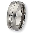 Brushed and Polished Grooved Titanium Ring (8.0 mm) - Sizes 6-13