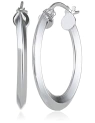 Sterling Silver Tarnish-Free Knife-Edge Hoop Earrings (1.0" Diameter)