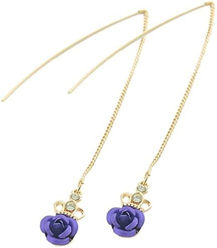 Linda Fashion Threaded Earrings with Rose Crown, 12 Count by Linda Fashion