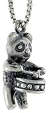 Sterling Silver Panda Bear Playing a Drum Pendant, 5/8