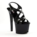 7 Inch Sexy Platform Shoes Womens Slingback Shoes Criss-Cross Sandal Shoes Black / Black