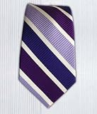 100% Silk Woven Purple Striped Skinny Extra Long Tie