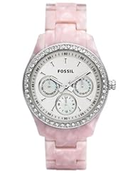 Fossil Womens ES2791 Pink Plastic Quartz Watch with White Dial