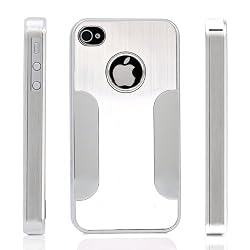 Premium Chrome Aluminum Skin Hard Back Case Cover for Apple iPhone 4 4G 4S Silver