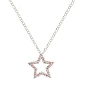 Girls' Sterling Silver Pink Cubic Zirconium Star Pendant Necklace