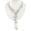 Handmade Howlite Lariat Necklace With Etched Silver Accent Bead