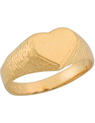 14k Yellow Gold Large Heart Signet Cute Kids Ring