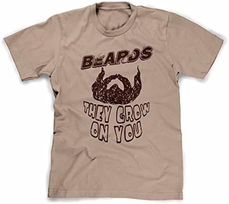 Funhouse Tshirts Men's Beards Grow on You T-Shirt 3XL Khaki