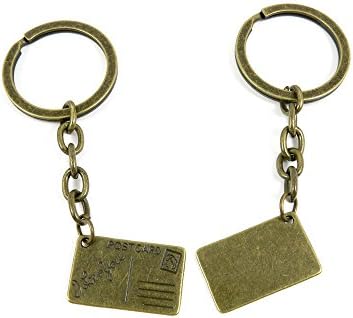 100 Pieces Ancient Bronze Keychain Keyring Key Chain Ring Charms Jewelry Making Handmade G4AF8 Postcard