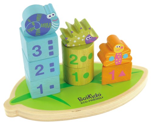 Boikido Eco-Friendly Wooden Stack And Count Shapes
