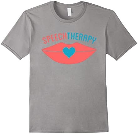 Men's Speech Therapy Lips T-Shirt Large Slate