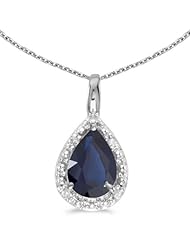 14k White Gold Pear Sapphire Pendant (chain NOT included)