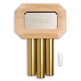 Heath Zenith SL-6286 Wireless Door Chime with Satin Brass Tubes, Natural Finish Solid Beech Cover