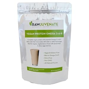 Raw Green Organics Rawjuvenate Vegan Protein with Omega 3 and 6 Supplement, Chocolate, 1.5 Pound