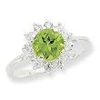 Sterling Silver Peridot & CZ Ring