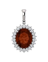 14K White Gold 12.00x10.00mm Oval Cut Mozambique Garnet and Diamond Pendant -- LIFETIME WARRANTY