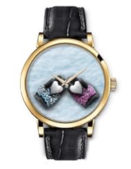 SPRAWL Aanalog Fashion Series Gold Ladies Watches of Genuine Black Leather Strap,Unique Wrist Watch for Women Girls Designed with A pair of lovers gloves
