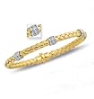 14K Yellow Gold Diamond Accent Basket-Weave Bangle Bracelet - 7.25 inches
