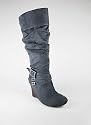 Suede Buckle Wedge Boot