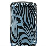 Premium Designer Hard Snap On Crystal Case for the Blackberry 8520 Curve/Gemini - Cool Black Blue Zebra Face Print