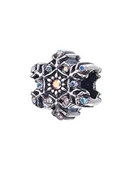 Zable (tm) Sterling Silver Snowflake With Crystals Pandora Compatible Bead / Charm