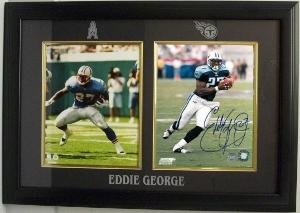 Eddie George signed Tennessee Titans/Oilers Dual Photo 8x10 Framed - Framed NFL Photos, Plaques and Collages