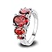 Psiroy 925 Sterling Silver Plated Created Garnet Filled 5 Stone Engagement Ring Band Size 7
