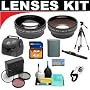 2x Digital Telephoto Professional Series Lens + 0.5x Digital Wide Angle Macro Professional Series Lens + 3 Piece Digital Camera Filter Kit + 4GB SD Card+ Deluxe DB ROTH Super Savings Accessory KitFor The Samsung HMX-H100, H104, H105, H106 Flash Memory Camcorders