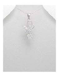 Butterfly CZ Pendant Necklace In 92.5 Sterling Silver