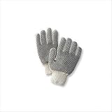 Natural Medium Weight Polyester/Cotton Ambidextrous String Gloves With Knit Wrist And Double Side Black PVC Dot Coating