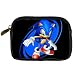 Digital Camera Leather Case of Sonic the Hedgehog on Blue Swirl