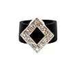 Ring - R47 - Silicone Ring with Diamond Shape Crystal Charm - Size 7 (18mm) ~ Black