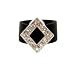 Ring - R47 - Silicone Ring with Diamond Shape Crystal Charm - Size 7 (18mm) ~ Black