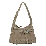 Faux Leather Hobo Handbag - Taupe - Taos - Bandana