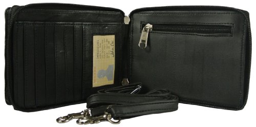 Black LEATHER Smart CELL PHONE Organizer PURSE Wallet Cross Body Bag