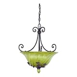 Westinghouse 69039 Cedar Forrest Three-Light Pendant, Antique Bronze Finish with Seeded Oliveta Globe