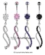 DOUBLE SILVER PAVE TWIST BELLY RING BNATW36CL- CLEAR