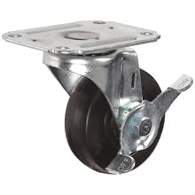 E.R. Wagner Plate Caster, Swivel with Pinch Brake, Soft Rubber Wheel