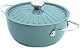Rachael Ray Cucina Hard Porcelain Enamel Nonstick Covered Round Casserole, 4.5-Quart, Agave Blue